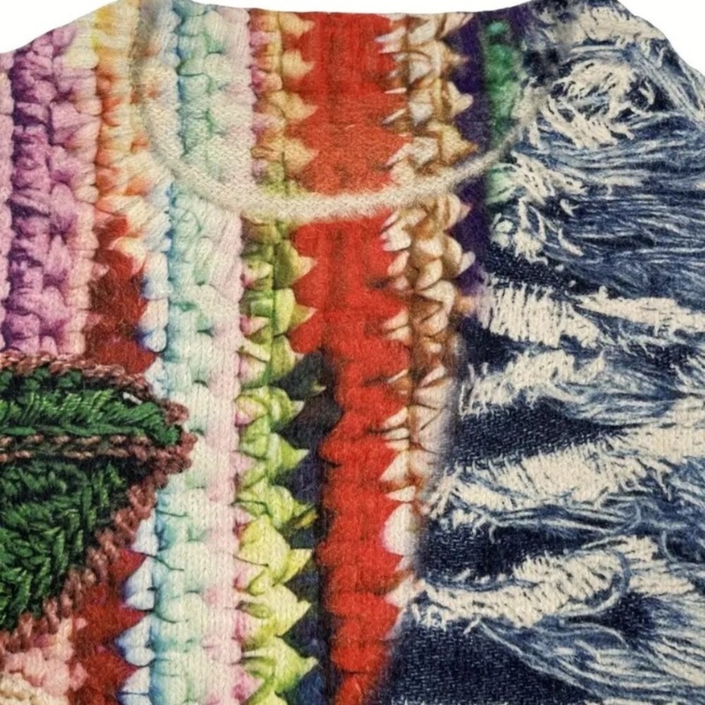 Crew Neck Pullovers Knit Sweater (Size: 0XL-1XL) (Color: Multicolor)